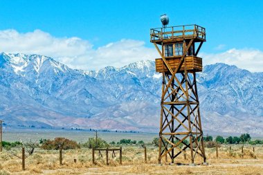 Watchtower to guard Japanese-Americans held as prisoners at WW-II detention camps in America.                           clipart