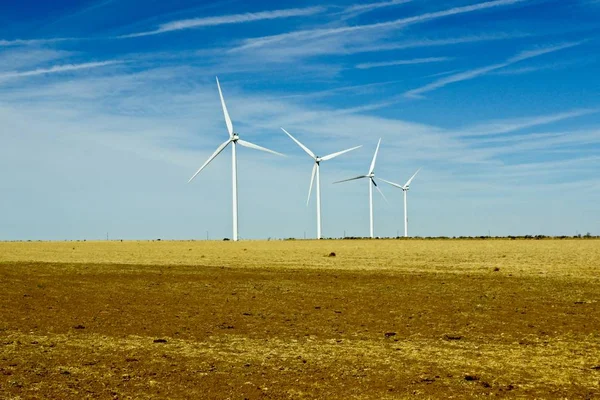 Větrné Turbíny Texas Ranchland — Stock fotografie