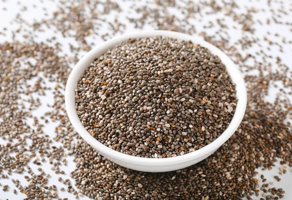 Bowl Healthy Chia Seeds Close — Stock Photo, Image