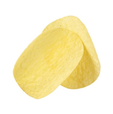 Beyaz arka plan üzerinde iki patates cipsi