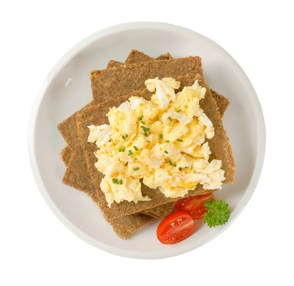 Slices Fitness Bread Scrambled Eggs — Stock Photo, Image
