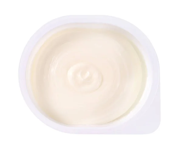 Sweet Cream Cheese Plastic Container — Stock Photo, Image