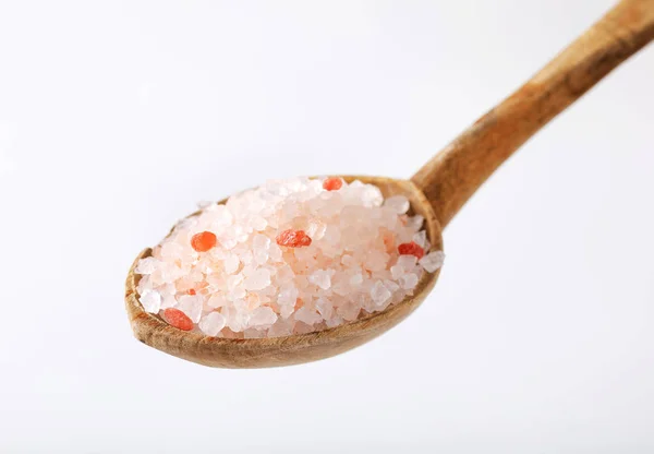 Sked Grovt Kornat Himalayan Salt Vit Bakgrund — Stockfoto