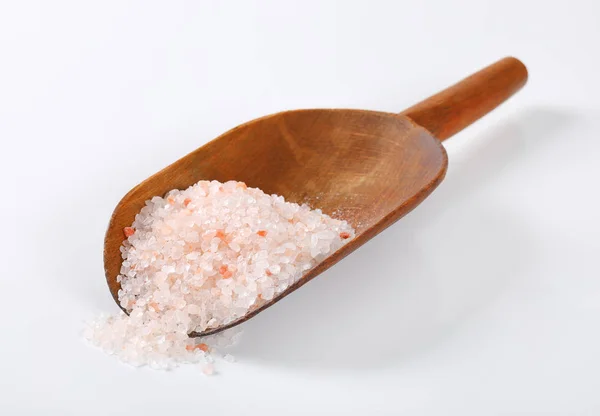 Scoop Coarse Grained Himalayan Salt White Background — Stock Photo, Image