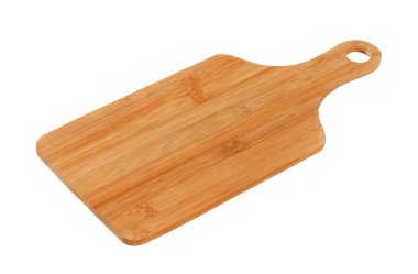 ahşap kesme tahtası beyaz arka plan üzerinde saplı