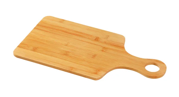 Tagliere Legno Con Maniglia Sfondo Bianco — Foto Stock