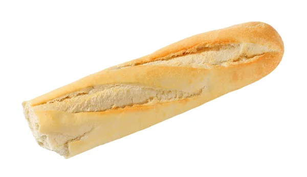 一半法国面包在白色背景下 — 图库照片