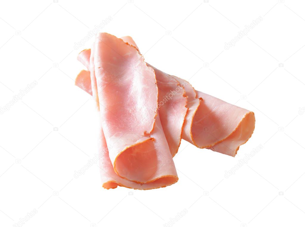 Thin slices of baked ham