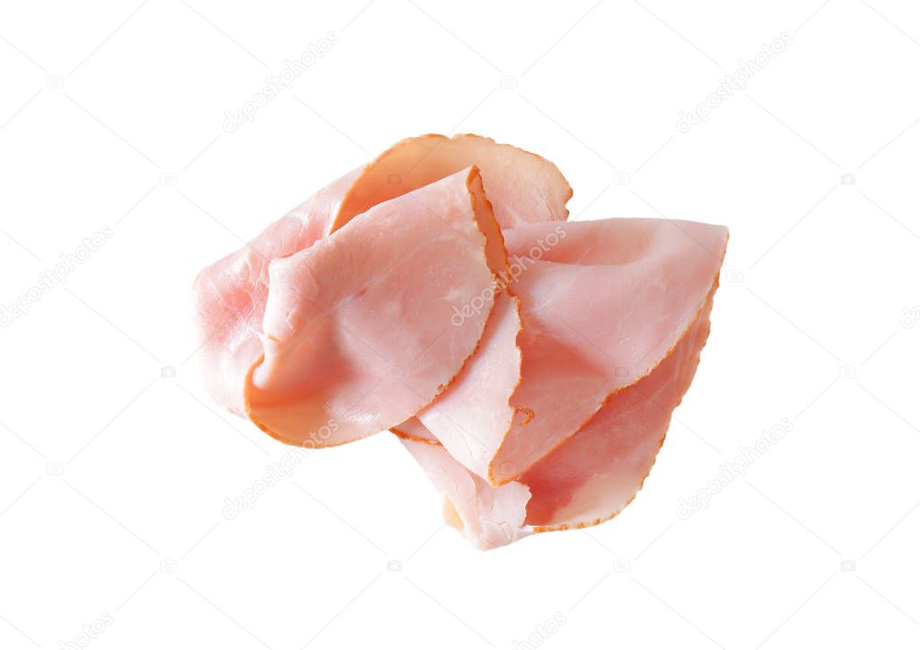 Thin slices of baked ham