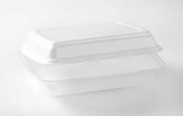 Witte Polystyreen Fastfood Vak Witte Achtergrond — Stockfoto