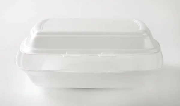 White Polystyrene Fast Food Box White Background — Stock Photo, Image