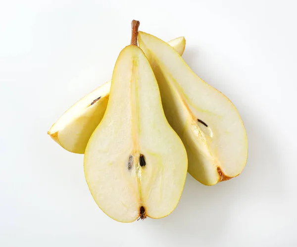 Sliced Yellow Pear White Background — Stock Photo, Image