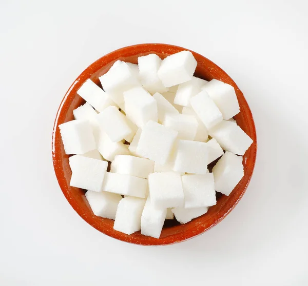 Bowl White Sugar Cubes White Background — Stock Photo, Image