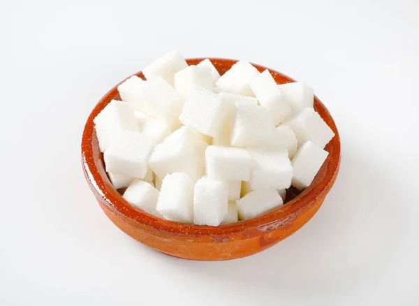 Bowl White Sugar Cubes White Background — Stock Photo, Image