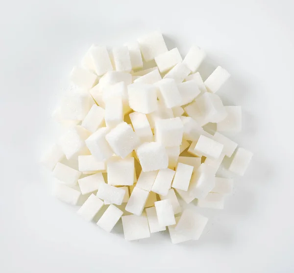 Pile White Sugar Cubes White Background — Stock Photo, Image