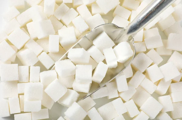 Scoop Pile White Sugar Cubes — Stock Photo, Image