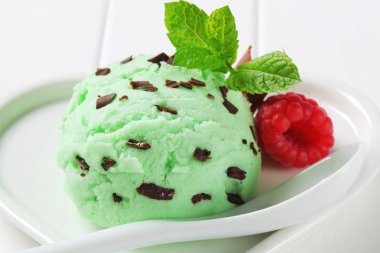 Scoop of mint chocolate chip ice cream clipart