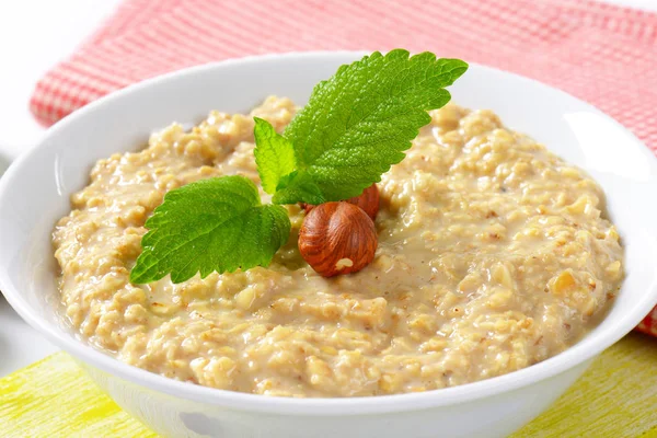 Bowl White Oats Porridge — Stock Photo, Image