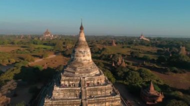 Myanmar. Tapınak. Sunrise. Şehir. Anten. 4k. Drone