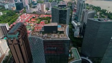 Singapur. Gökdelen. Şehir. Iş. Teknoloji. Gelecek. Anten. 4k. Drone