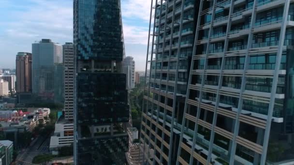Singapur. Wieżowiec. Miasta. Biznesowych. Technologii. Przyszłości. Anteny. 4K. dron — Wideo stockowe