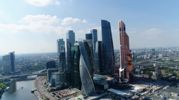 Moscow. Skyscraper. City. Business. Technology. Future. Aerials. 4k. Drone — Stock Video