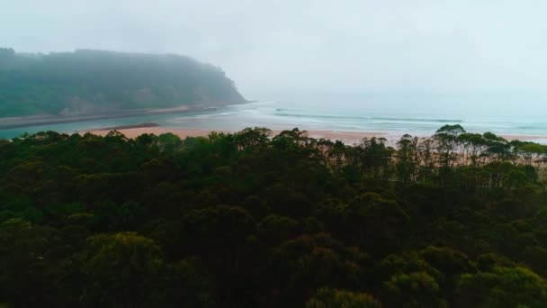 Rodiles. Spain. Ocean. Beach. Water. Nature. Aerials. 4k. Drone — Stock Video