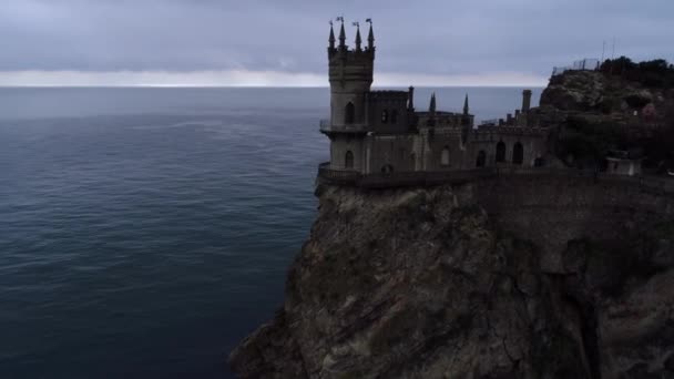 克里米亚。海。城堡。老式。自然。水。天线。4k. 无人机 — 图库视频影像