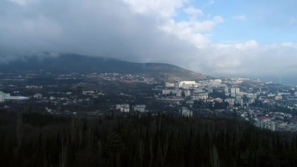 Krym. Chmury. Natura. Mountain. Anteny. 4K. dron — Wideo stockowe