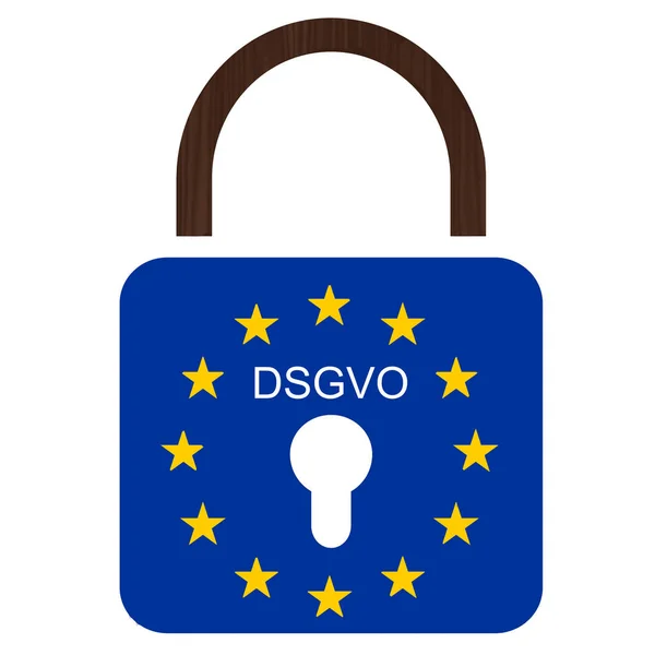 Nuevo Reglamento General Protección Datos Bandera Europea Con Texto Dsgvo — Foto de Stock