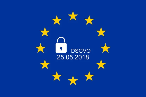 Nuevo Reglamento General Protección Datos Bandera Europea Con Texto Dsgvo — Foto de Stock