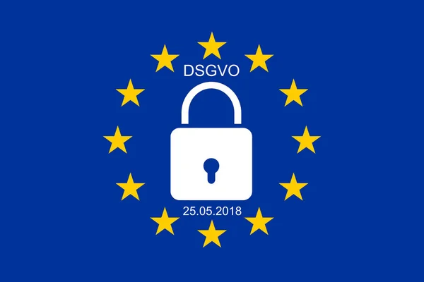 Nuevo Reglamento General Protección Datos Bandera Europea Con Texto Dsgvo —  Fotos de Stock