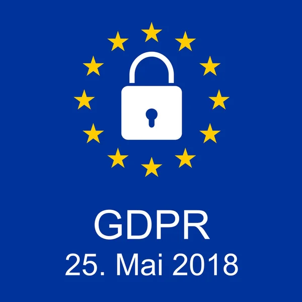 新的通用数据保护规则 欧洲旗子与文本 Gdpr 和25 2018 — 图库照片