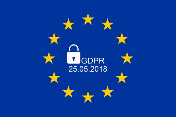 Новый Общий Регламент Защиты Данных Европейский Флаг Текстом Gdpr 2018 — стоковое фото