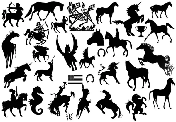 Силуэт Загадочного Изображения Лошади Черный Изолированный — стоковое фото