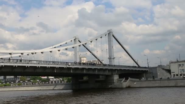 Moskow Moskva River Embankment Russia Day Shooting Tourist Pleasure Boat — Stock Video