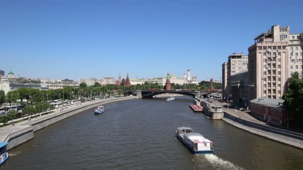Río Moskva Kremlin Día Moscú Rusia Vista Más Popular Moscú — Vídeos de Stock