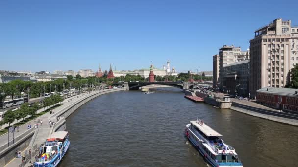 Moskva River Kremlin Tag Moskau Russland Die Beliebteste Ansicht Von — Stockvideo