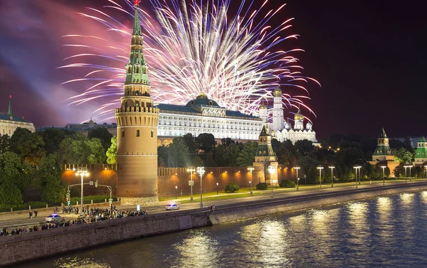 Fireworks Kremlin Moscow Russia Most Popular View Moscow — Stock Photo, Image