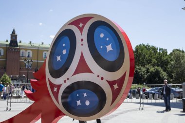 Moskova, Rusya June15, 2018: Semboller Moskova (Manezhnaya kare) FIFA Dünya Kupası 2018. Rusya 