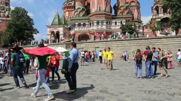 莫斯科 俄罗斯 June15 2018 在俄罗斯莫斯科街头漫步的球迷 2018世界杯在俄国 — 图库视频影像