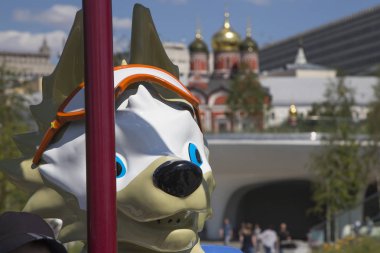 Moskova, Rusya June17, 2018: 2018 FIFA Dünya Kupası Rusya--kurt Zabivaka'nın resmi maskotu. Moskova  