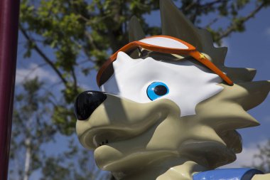 Moskova, Rusya June17, 2018: 2018 FIFA Dünya Kupası Rusya--kurt Zabivaka'nın resmi maskotu. Moskova  