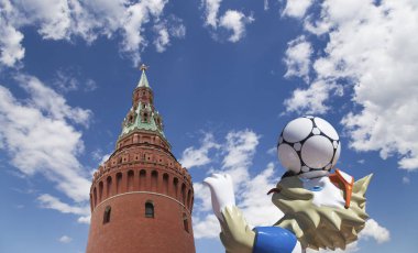 Moskova, Rusya June17, 2018 FIFA Dünya Kupası Rusya--kurt Zabivaka'nın 2018:Official maskotu. Moskova  