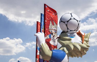 Moskova, Rusya June17, 2018 FIFA Dünya Kupası Rusya--kurt Zabivaka'nın 2018:Official maskotu. Moskova  