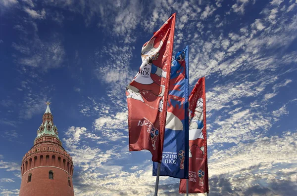 Welcome Flags Moscow Streets Honour 2018 Fifa World Cup Russia — Stock Photo, Image