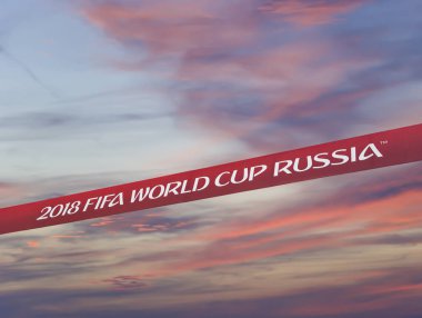 Moskova, Rusya June15, 2018: Logo Rusya 2018 FIFA Dünya Kupası