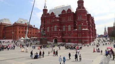 Moskova, Rusya - 30 Nisan 2018: Devlet tarihi Müzesi. Kızıl Meydan, Moskova, Rusya Federasyonu    