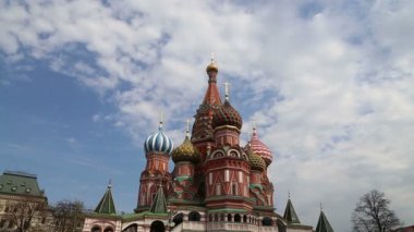 Moskova, Rusya - 30 Nisan 2018: Aziz Basil Katedrali (Tapınak, fesleğen mübarek), Kızıl Meydan, Moskova, Rusya Federasyonu  