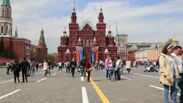 Moskau Russland April 2018 Staatliches Historisches Museum Dekoration Zum Tag — Stockvideo